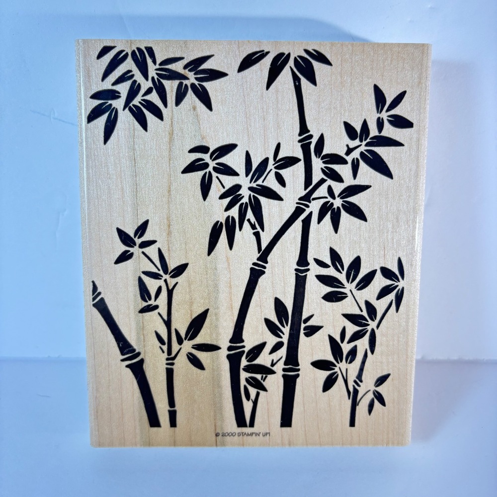 Stampin Up Bamboo Forest Wood Mounted Rubber Stamp 2000 Vintage Nature Zen Large